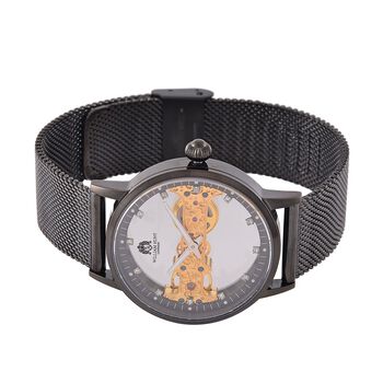 WILLIAM HUNT Wasserdichte Uhr mit Automatikwerk und Netzarmband in Goldton, 24cm