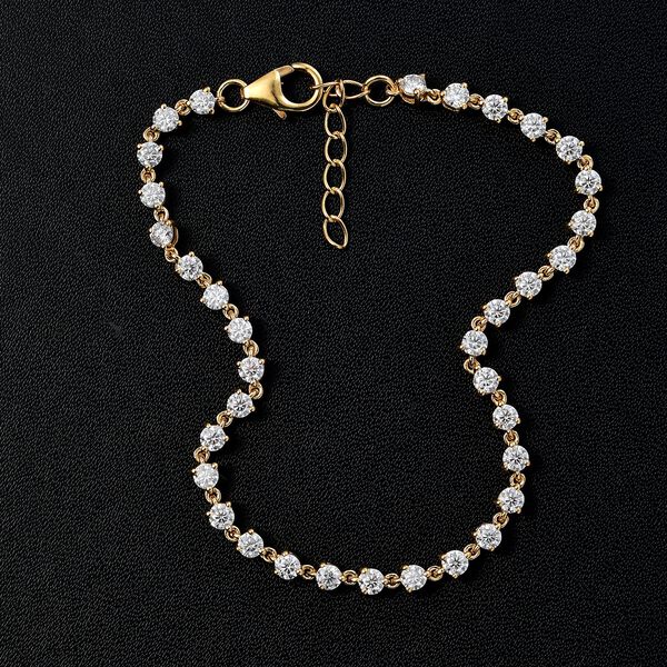 Moissanit Armband, 19 cm, 925 Silber 750 Gelbgold Vermeil - 3,68 ct. image number 2
