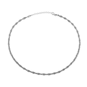 Italienische Feder-Omega-Kette, ca. 45 cm, 925 Silber rhodiniert ca. 13,43g