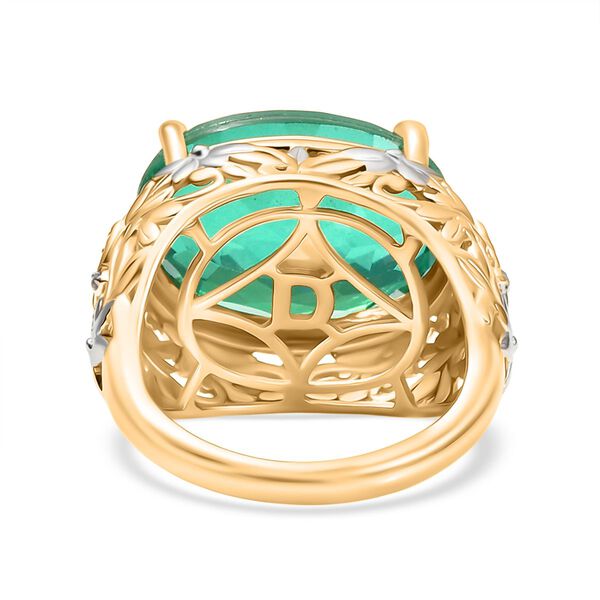 D joy Pfau Quarz Triplette, Wei&szlig;er Zirkon Ring 925 Silber Rhodiniert und 750 Gelbgold Vermeil (Gr&ouml;&szlig;e 16.00) ca. 14,02 ct image number 5