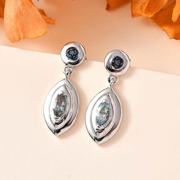 AA Espirito Santo Aquamarin, Blauer Diamant Ohrringe 925 Silber rhodiniert ca. 0.46 ct image number 2