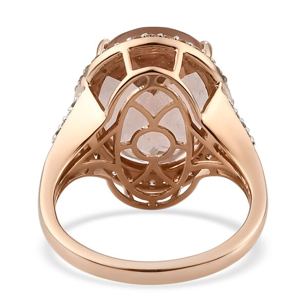 AAA Morganit und Diamant-Halo-Ring, I1-I2 G-H, 585 Gelbgold, 12,17 ct. image number 6