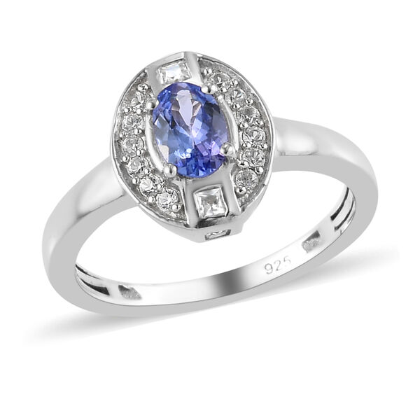 Tansanit und Zirkon Ring 925 Silber platiniert  ca. 0,70 ct image number 4