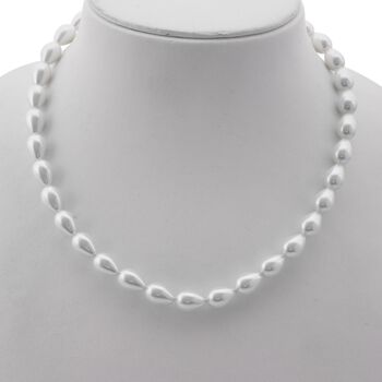 Wei&szlig;e  Muschelkernperle Halskette ca. 45 cm, 925 Silber