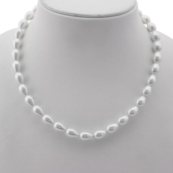 Wei&szlig;e  Muschelkernperle Halskette ca. 45 cm, 925 Silber image number 2