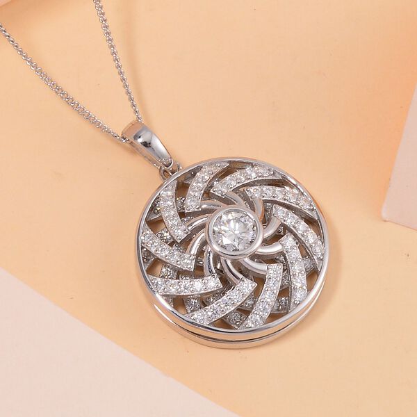 D'Joy Moissanit Anhänger mit 45cm Kette, 925 Silber platiniert - 1,60 ct. image number 1