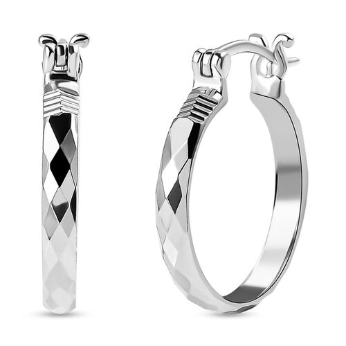 Creolen mit Diamantschliff in platiniertem Silber image number 0