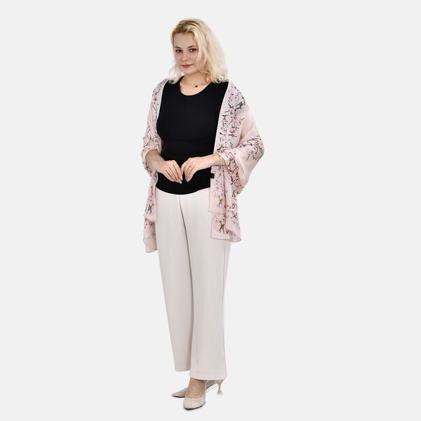 LA MAREY - 100% Maulbeeren-Seidenschal, Chiffon, 60x170 cm, Hellrosa