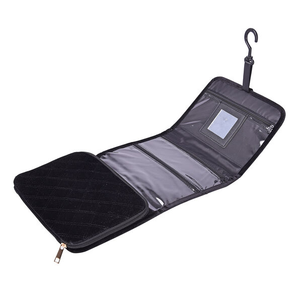 Reisetasche f&uuml;r Kosmetik und Schmuck mit abnehmbarem Schmuckfach, gefaltet 25x20x4cm, ungefaltet 25x78x4cm, schwarz image number 2