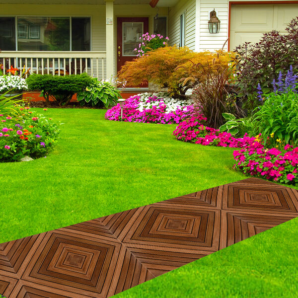 10er-Set Fliesen aus Teakholz, Diagonal, Braun&nbsp; image number 2