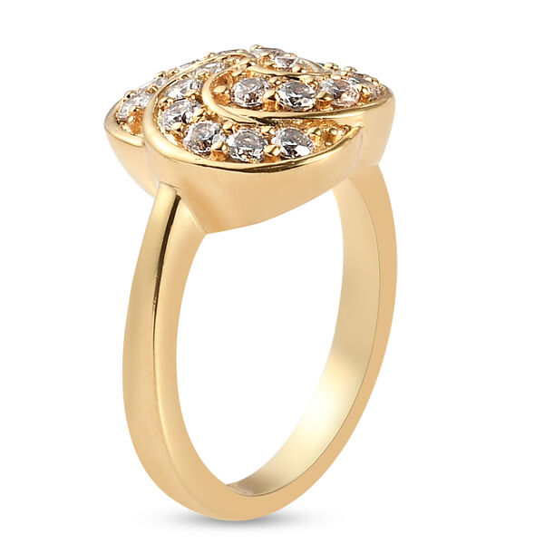 Zirkonia Ring Messing Ionenbeschichtetes Gelbgold Platin  ca. 1,08 ct image number 5