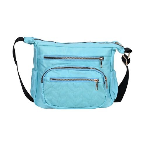 Passage - Multifächer Crossbody Tasche aus Wasserabweisender Nylon und verstellbarer Riemen, voll RFID schutz, 28 x 22 x 10 cm, Türkis