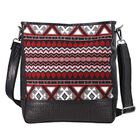 Crossbody Bag mit Krokoprägung aus echtem Leder und Jacquard,, Größe: 36x12x34,30cm, schwarz