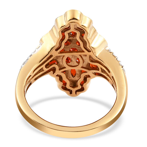 Mexikanischer Kirschfeuer-Opal und Zirkon Ring 925 Silber vergoldet image number 6