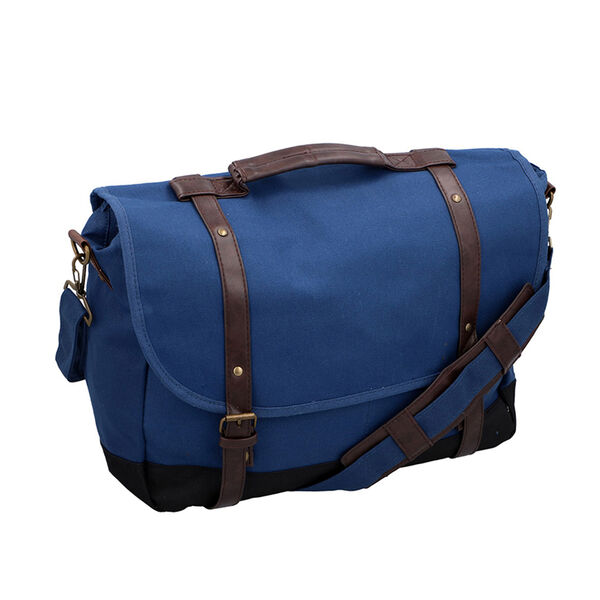 Crossbody Tasche aus Textilstoff mit 3 F&auml;chern, blau