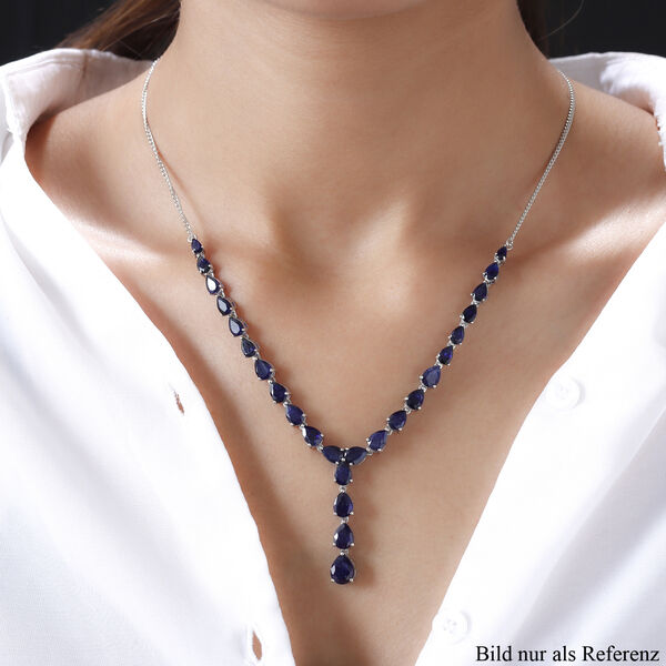 Masoala Saphir-Halskette, 45 cm, 925 Silber platiniert, 24,01 ct. image number 2