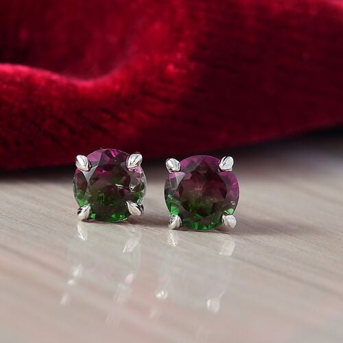 Wassermelonen Quarz Triplette Ohrringe 925 Silber platiniert ca. 4,56 ct. image number 1