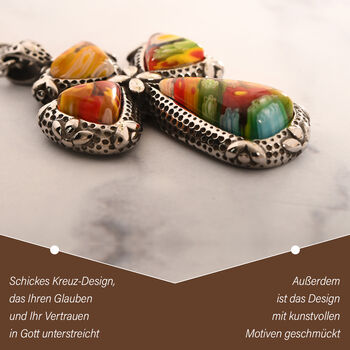 Kreuz 60cm Halskette im Murano-Stil