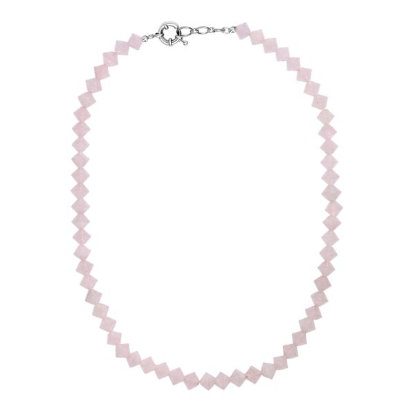 Rosenquarz Halskette ca. 50 cm mit 2.5 cm extender, Nickelfreies Messing platiniert ca. 250.00 ct image number 4