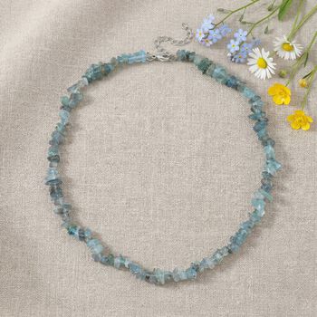 Gr&uuml;ner Apatit Halskette, flexibel, Reiner Edelstahl ca. 160.00 ct