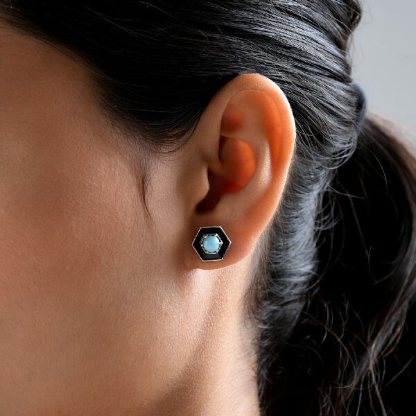 Larimar Ohrstecker 925 Silber platiniert ca. 1,13 ct image number 3