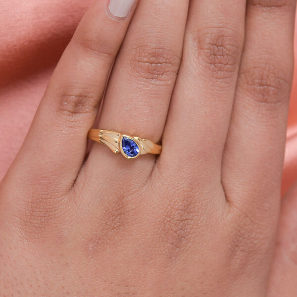 AAA Tansanit Ring 925 Silber vergoldet  ca. 0,45 ct image number 3