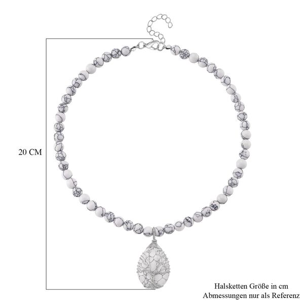 Weißer Howlit Halskette ca. 45 cm+ 5 cm extender, ca. 230.00 ct image number 6