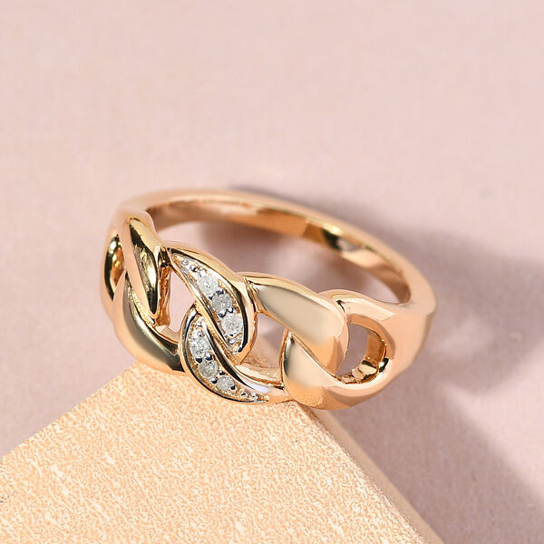 Wei&szlig;er Diamant P Ring 925 Silber vergoldet  ca. 0,05 ct image number 2