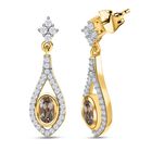 AAA Turkizit, Weißer Zirkon Ohrringe 925 Silber Gelbgold Vermeil ca. 2.89 ct