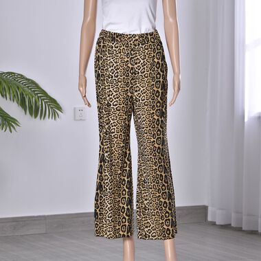 Jersey Hose für Damen mit ausgestelltem Saum, Leopardenmuster, Braun