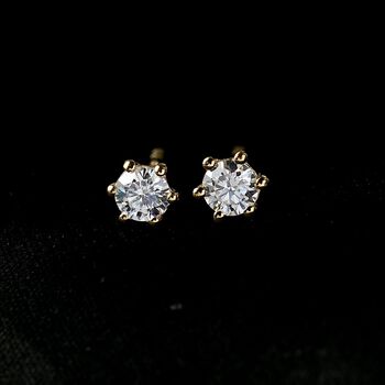 Moissanit Ohrringe 925 Silber 750 Gelbgold Vermeil ca. 0.43 ct