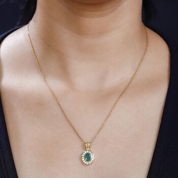 Kagem sambischer Smaragd und Zirkon-Anh&auml;nger - 1,24 ct.