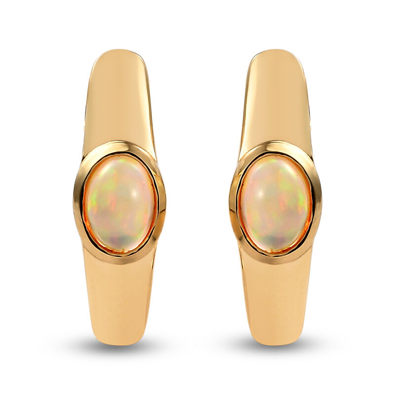 Natürliche, äthiopische Opal Solitär-Ohrringe in Silber image number 0