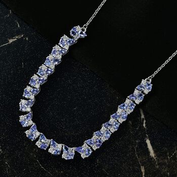 D'Joy Tansanit, Moissanit Halskette ca. 45 cm 925 Silber rhodiniert ca. 8.82 ct