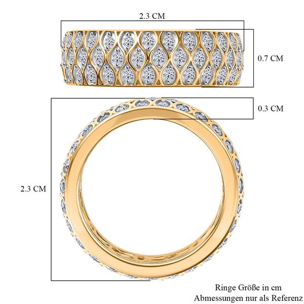 LUXURIANT DIAMOND - Lab Grown Diamant SI-GH SGL zertifiziert Ring 925 Silber 750 Gelbgold Vermeil (Größe 16.00) ca. 1.00 ct image number 6