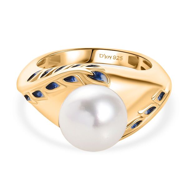 D'Joy S&uuml;&szlig;wasser Perle (10-10.5 mm) Ring 925 Silber 750 Gelb Vergoldet (Gr&ouml;&szlig;e 18.00)