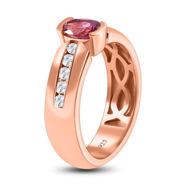 AA Lila Spinell, wei&szlig;er Zirkon Ring, 925 Silber Ros&eacute;gold Vermeil (Gr&ouml;&szlig;e 18.00) ca. 0.83 ct image number 5
