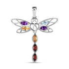 Mehrfarbiger Mosambik Granat, Himmelblauer Topas Anhänger 925 Silber ca. 1.16 ct