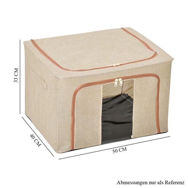 66L Stapelbare Aufbewahrungsbox mit Metallrahmen, Beige image number 12