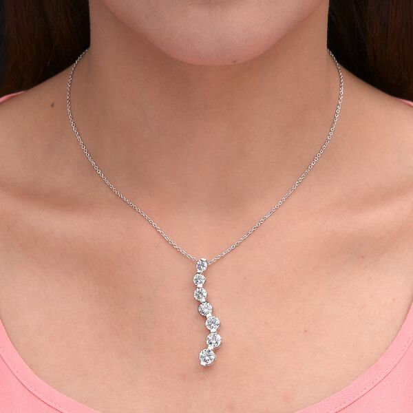 LUSTRO STELLA Hergestellt mit ZIRKONIA Anhänger mit Kette ca. 45 cm 925 Silber Platin-Überzug 7,75 ct image number 2