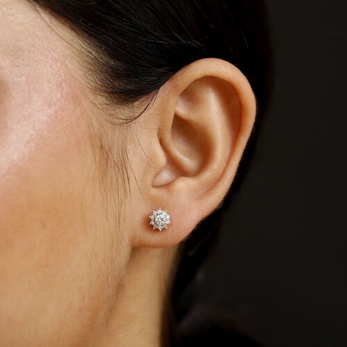 LUXURIANT DIAMOND- SI Labor Diamant Halo Ohrringe, 925 Silber 750 Gelbgold Vermeil - 0,50 ct. image number 3