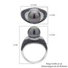 Tahiti-Perle, weißer Zirkon und schwarzer Spinell-Ring, 10-11 mm - 1,17 ct. image number 6