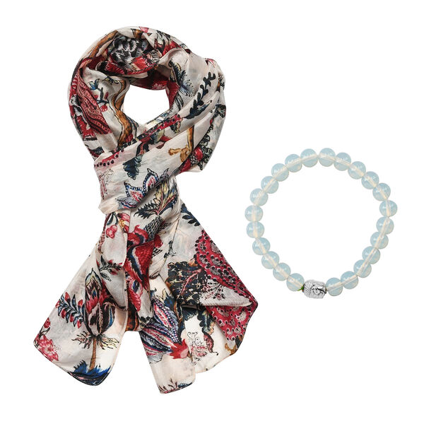 2er Set Luxus 100% Seidenschal und Bergkristall Chakra-Armband image number 4