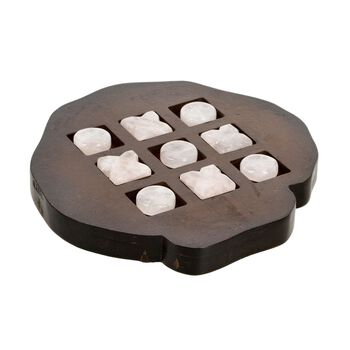 Tic Tac Toe mit Rosenquarz-Edelstein