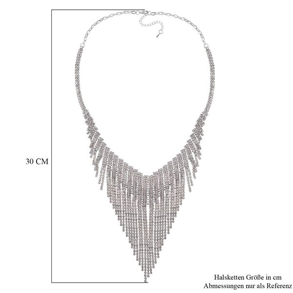 Wei&szlig;er Kristall Halskette und Ohrringe Schmuckset, Messing image number 5