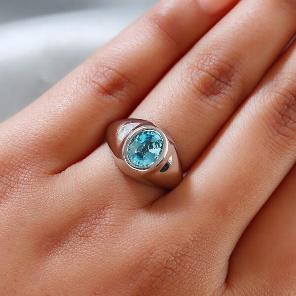 Kambodschanischer, blauer Zirkon-Ring, 925 Silber platiniert  ca. 2,33 ct image number 3