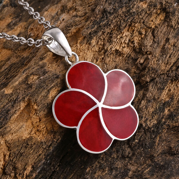 D'Joy Royal Bali Koralle Anh&auml;nger 925 Silber image number 1