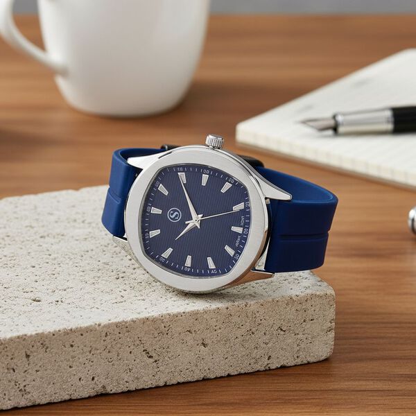 STRADA - Armbanduhr Legierung, silberfarben, Zifferblatt Blau-Hydraulic, 3 ATM wasserdicht image number 1