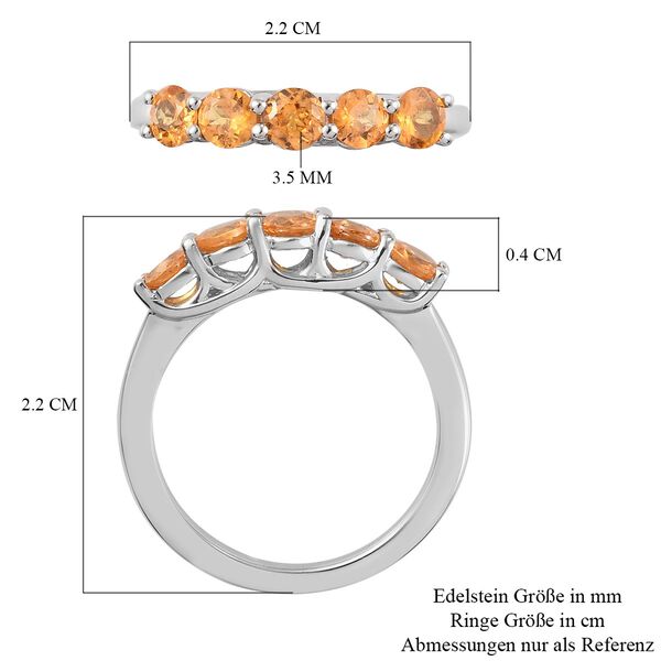 Spessartin Granat 5 Stein Ring 925 Silber Platin-&Uuml;berzug image number 7