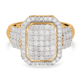 Weißer Diamant Ring, 925 Silber Gelbgold Vermeil, (Größe 21.00) ca. 1.00 ct